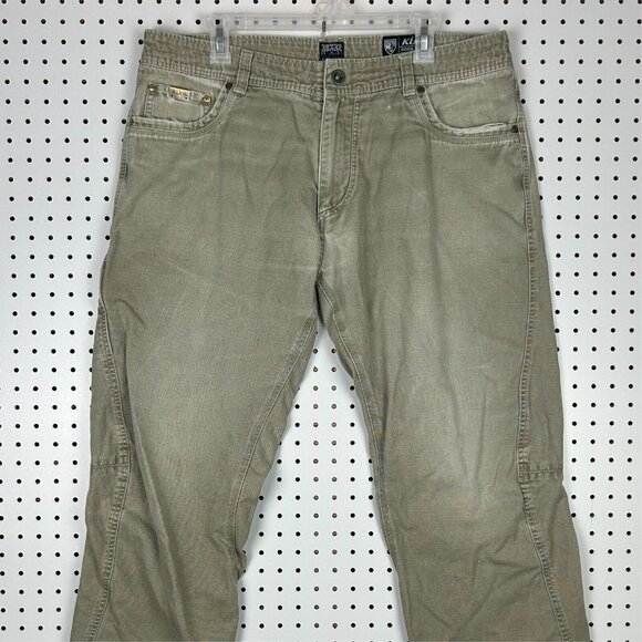 Kuhl‎ Outkast Chino Outdoor Pants Men 38x32 Khaki Tan Patina Dye Tactical Casual - Picture 2 of 9